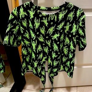 Blackmilk ghost tie front t shirt NWT